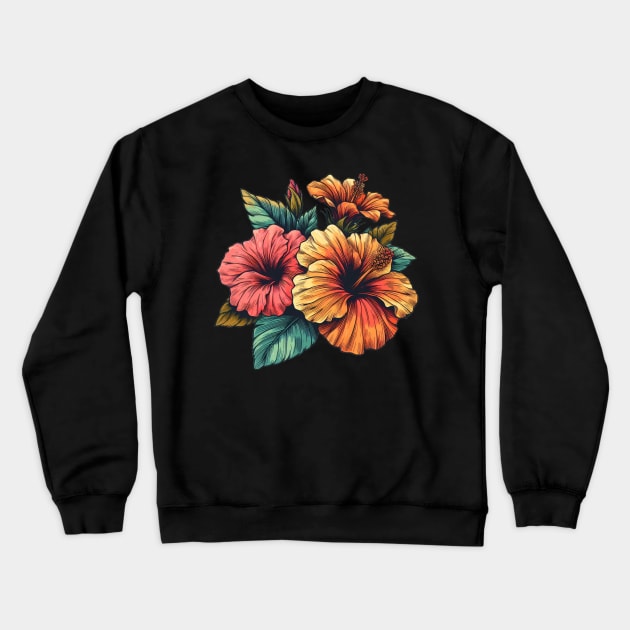 Glorious Hibiscus Flower Crewneck Sweatshirt by Organicgal Graphics